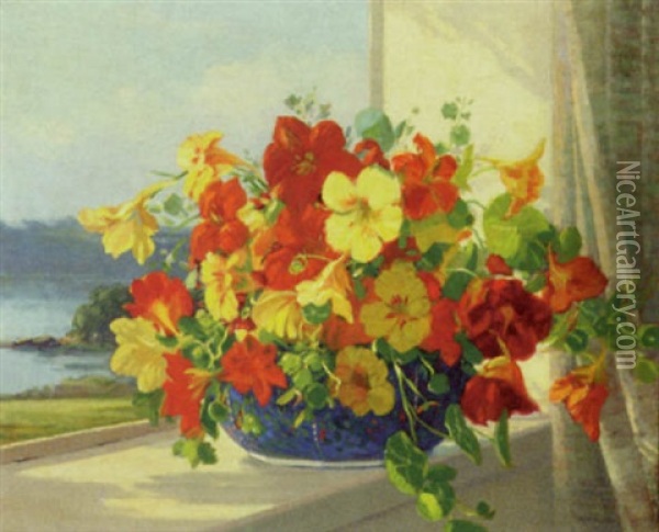 Nasturtiums Oil Painting - Augustus William Enness