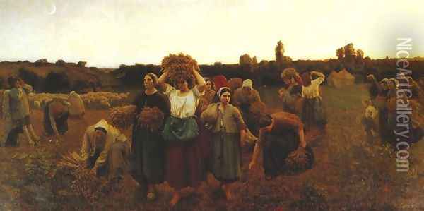 Calling in of the Gleaners Oil Painting - Jules Breton