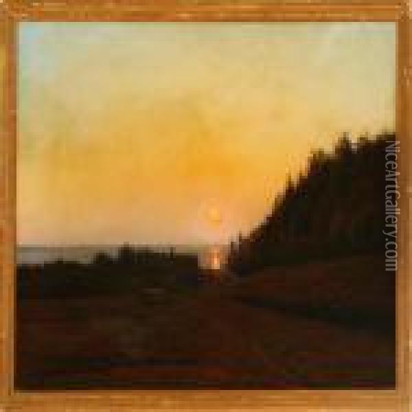Sunset At The Shore Oil Painting - Albert Edward Wang