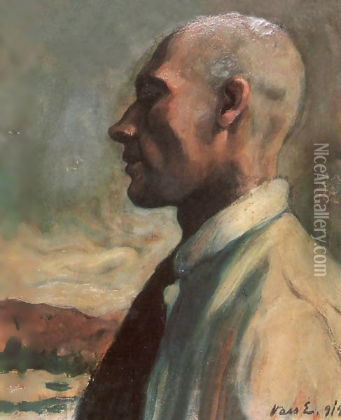 Self portrait 1919 Oil Painting - Dezso Kormiss