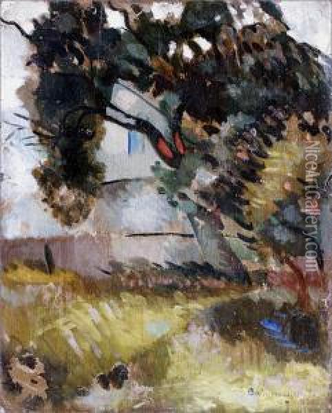 Burza, Drzewa, Dom - Za Szklem Oil Painting - Marian Szczyrbula