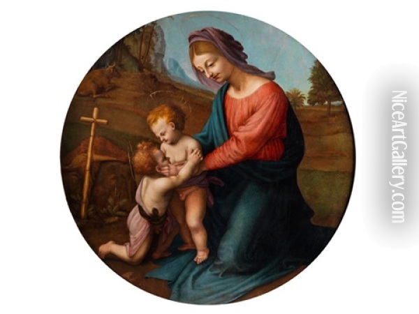 Madonna Mit Kind Und Dem Johannesknaben Oil Painting -  Piero di Cosimo