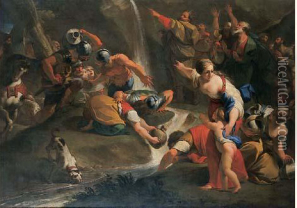 Moise Frappant Le Rocher Oil Painting - Domenico Maria Muratori
