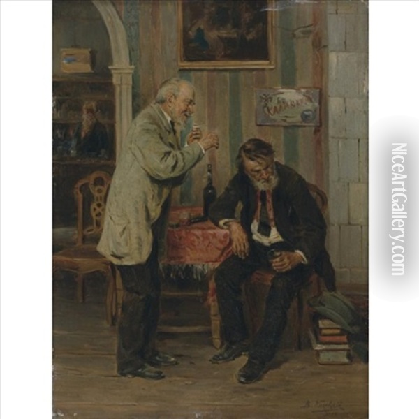 At The Bar Oil Painting - Vladimir Egorovich Makovsky
