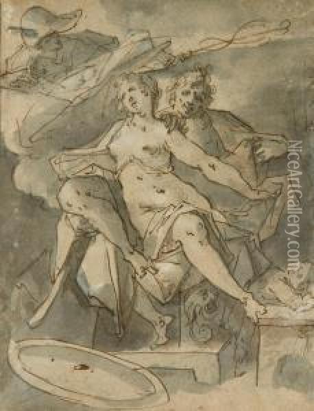 Venus, Mars Et Mercure Oil Painting - Bartholomaeus Spranger