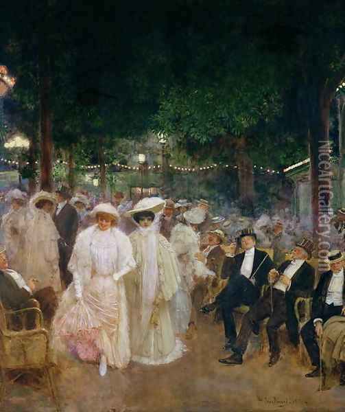 The Gardens of Paris, or The Beauties of the Night, 1905 Oil Painting - Jean-Georges Beraud