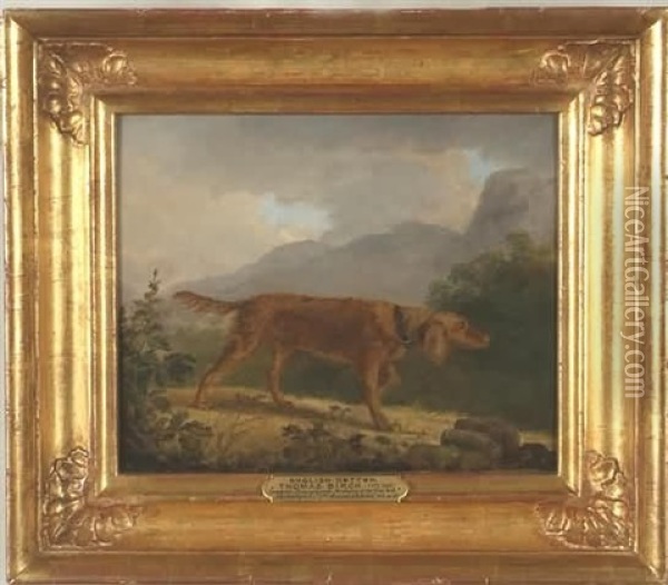 Setter In A Landscape Oil Painting - Thomas Birch