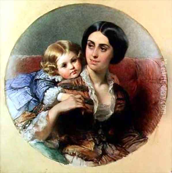 Maternal Tenderness Oil Painting - Edouard Louis Dubufe