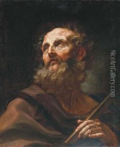 The Apostle Saint Thomas Oil Painting - Giovanni Battista (Baciccio) Gaulli