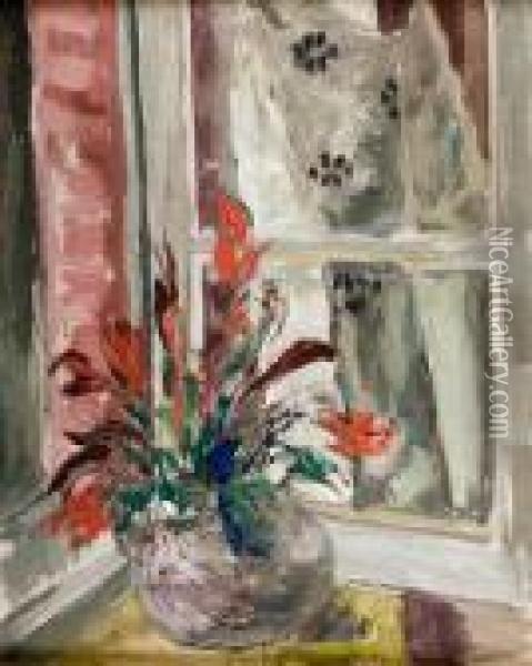 Kwiaty, Ok. 1935 R. Oil Painting - Leopold Gottlieb