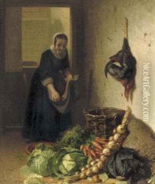 In The Kitchen Oil Painting - Johannes Engel Masurel