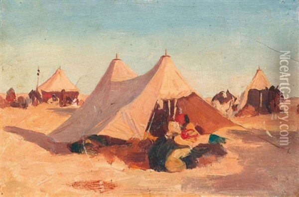 Camp De Soldats Au Desert Oil Painting - Johann-Ludwig Rudolf Durheim