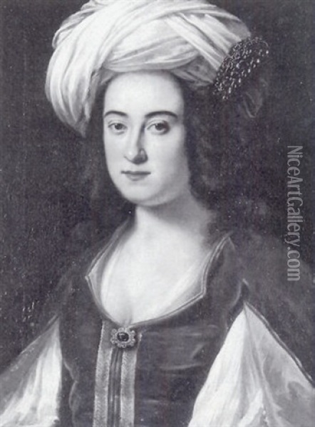 Portrait Of A Woman With Turban, Claudia Di Ferdinando Di Medici (?) Oil Painting - Cristofano Allori