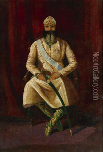 H.h. The Maharaja Of Pattiala Oil Painting - George Landseer