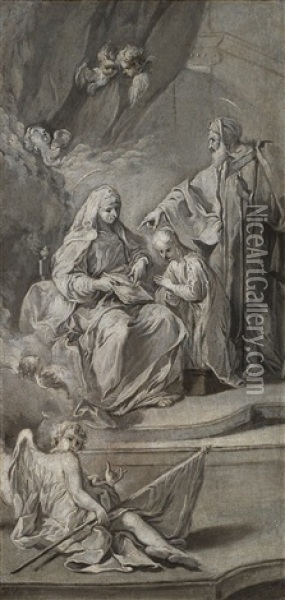 Educazione Della Vergine Oil Painting - Giovanni Battista Pittoni the younger