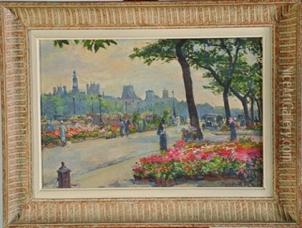 Marche Aux Fleurs A Paris Oil Painting - Georges Jules Ernest Binet