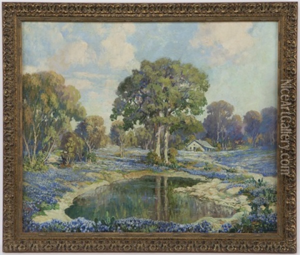 Untitled - Bluebonnets Oil Painting - Franz Strahalm