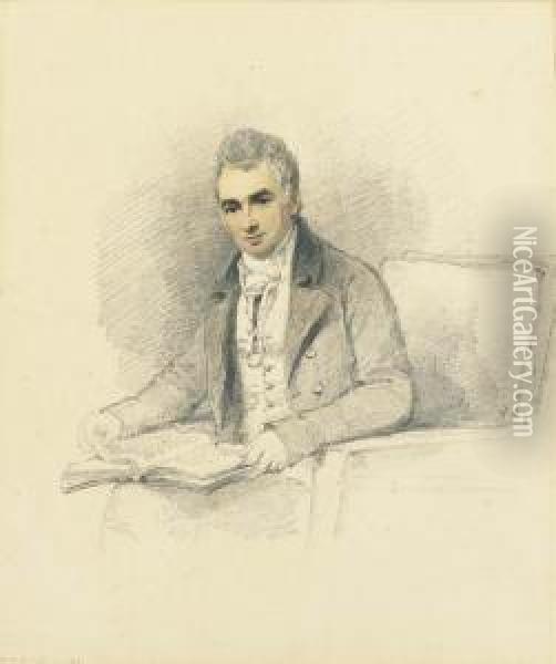 Portrait Of, 1st Lord Stanley Of Alderley, Three-quarter-length,seated Oil Painting - Henry Edridge