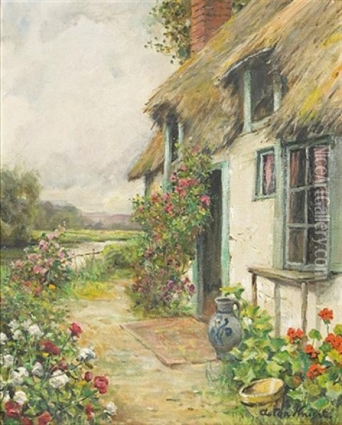Cottage Gardens Oil Painting - Louis Aston Knight