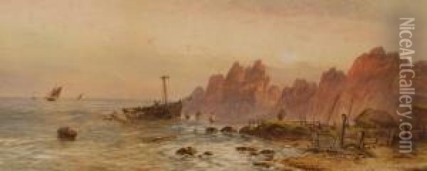 Shipwreck On The Coast Oil Painting - Lennard Lewis