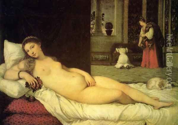 The Venus of Urbino 1538 Oil Painting - Tiziano Vecellio (Titian)