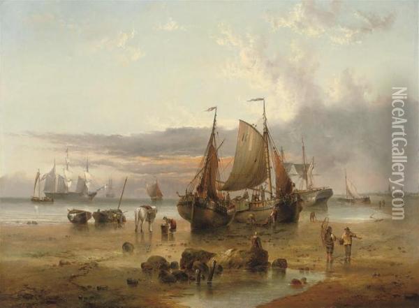 On The Dutch Coast Off Texel Island Oil Painting - Henry Redmore