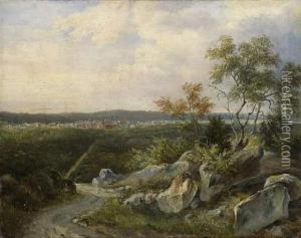 Vue De Fontainebleau Et Du Chateau Oil Painting - Jules Louis Phillipe Coignet