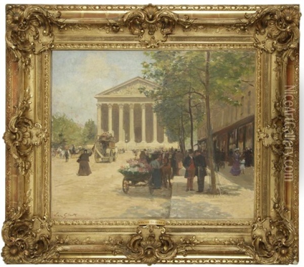 Paris, Le Marchand De Fleurs Rue Royale Et La Madeleine Oil Painting - Victor Gabriel Gilbert