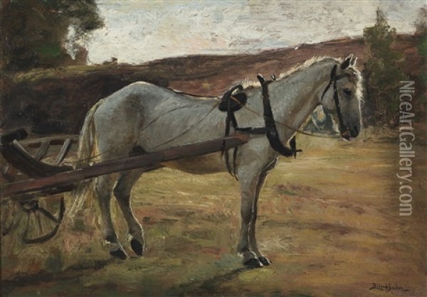Horse Bismarck In Rya Hisingen Oil Painting - Berndt Adolf Lindholm