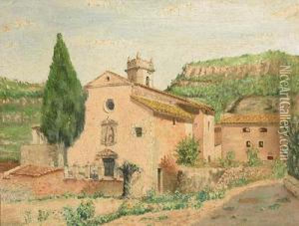 Iglesia Rural. Oil Painting - Miguel Utrillo Morlius