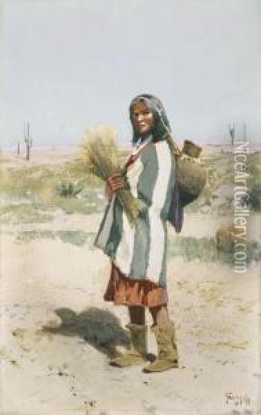 Apache Water Carrier Oil Painting - Henry Farny