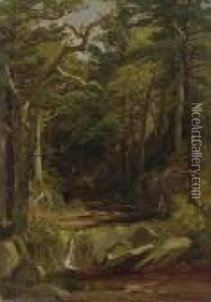 Woodland Brook Oil Painting - Jasper Francis Cropsey
