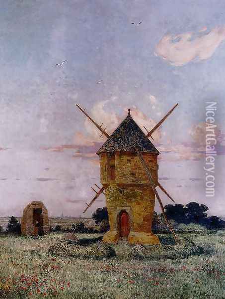 Brittany near Pulis (or Windmill near Guerande) Oil Painting - Ferdinand Loyen Du Puigaudeau