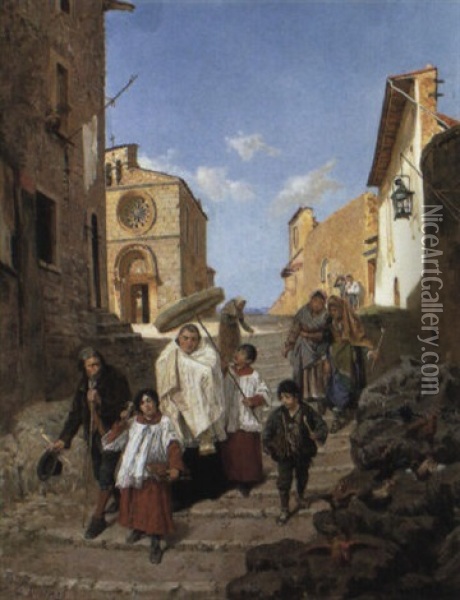 The Midday Procession Oil Painting - Ettore Ximenes