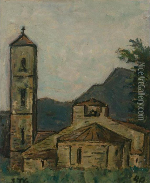 Iglesia Oil Painting - Joaquin Torres-Garcia