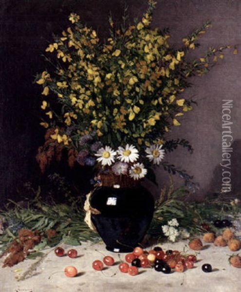 Blommor Fran Fallet Oil Painting - August Jernberg