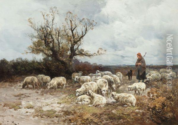 Bergere Avec Troupeau Oil Painting - Henry Schouten