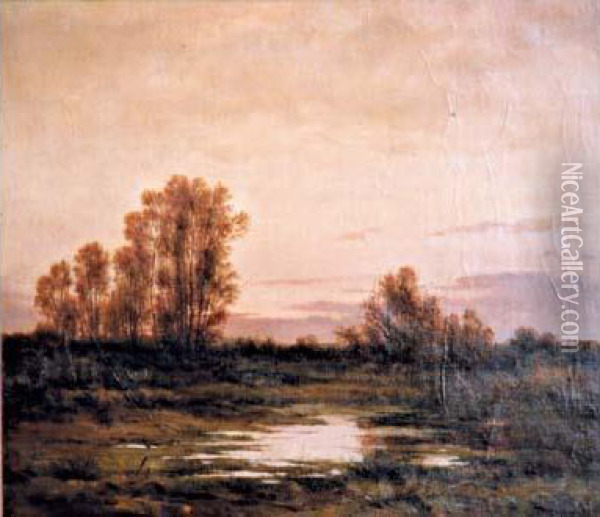 Paysage Fluvial Au Crepuscule Oil Painting - Ivan Shishkin
