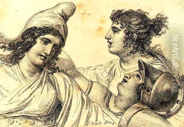 Paris with Juno and Minerva Oil Painting - Jacques Louis David
