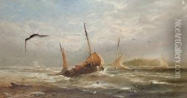 Fishing Boats Going Out Oil Painting - George D. Callow