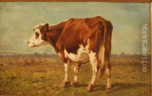 Vache Sur Fond De Paysage Oil Painting - Louis Marie Dominique Romain Robbe