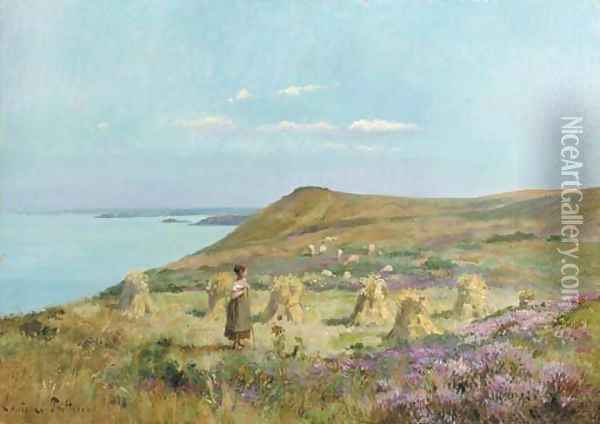 La bergere avec son troupeau Oil Painting - Louis Lepoittevin
