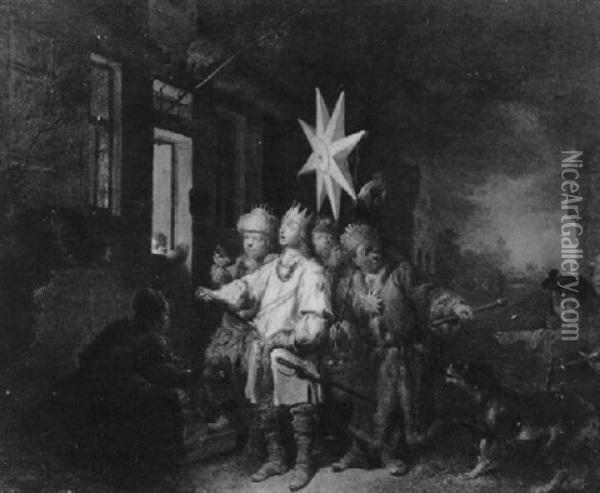 Das Dreikonigsspiel Oil Painting - Johann Conrad Seekatz
