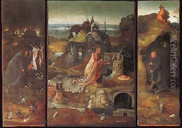Hermit Saints Triptych c. 1505 Oil Painting - Hieronymous Bosch