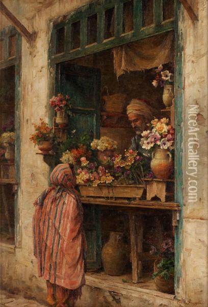 Arabisk Blomstermarknad Oil Painting - Cecile Bougourd