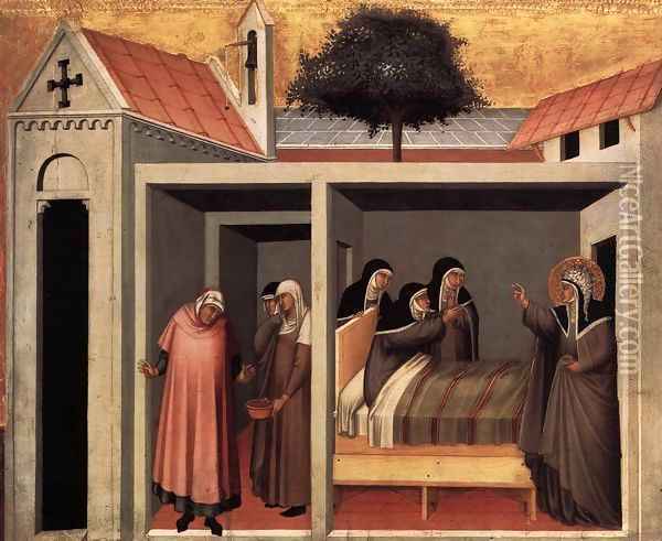 Beata Umilta Heals a Sick Nun Oil Painting - Pietro Lorenzetti