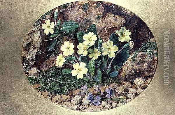 Primroses and Violets Oil Painting - John Sherrin