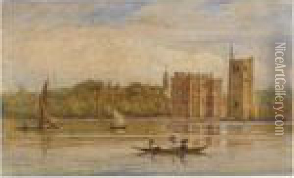 Boating Before Lambeth Palace, London Oil Painting - David I Cox