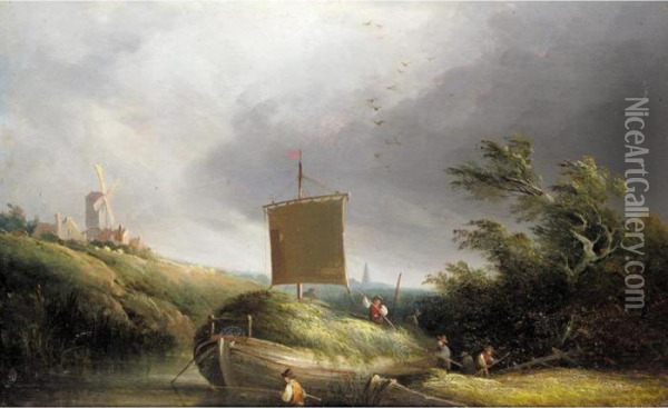 The Hay Barge Oil Painting - Edward Charles Williams