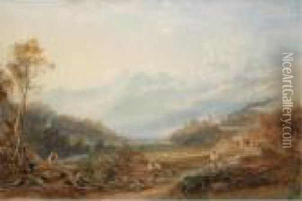View Of Mount Snowdon From Capel Curig Oil Painting - Anthony Vandyke Copley Fielding